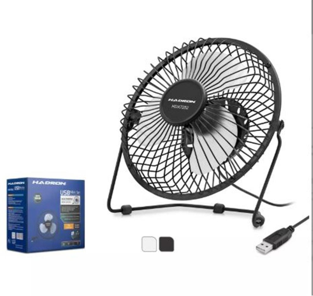HADRONHADRON HDX7252 USB Metal Vantilatör 18 cm Siyah Beyaz8680469037582
