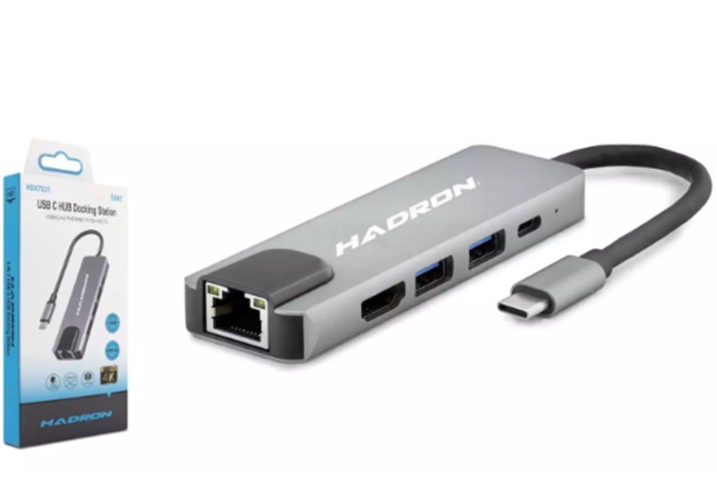 HADRONHADRON HDX7831 TYPE-C HDTV COMBO HDMI 4K 30HZ + TYPE-C + 2-USB3.0 + LAN 5IN1 GRİ8680469038787