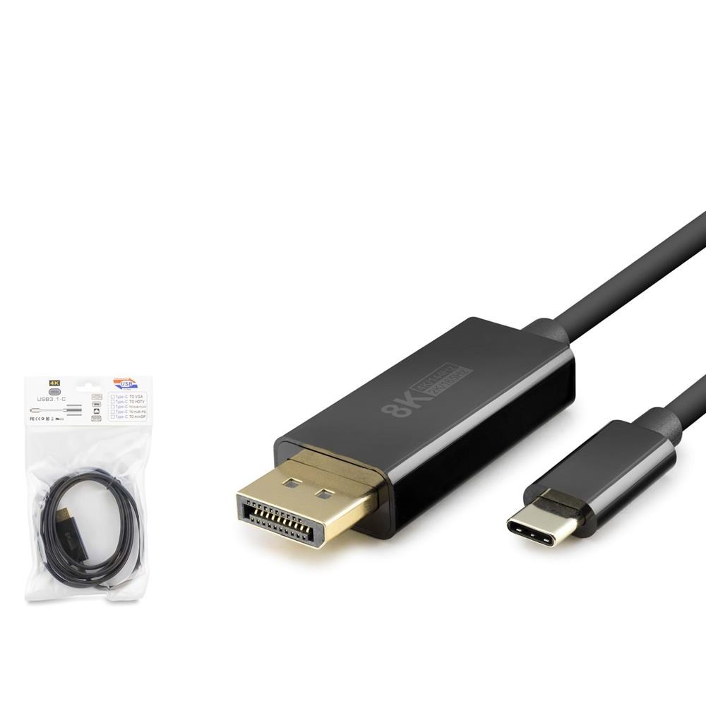 HADRONHADRON HDX7858 Type-C to DisplayPort Görüntü Kablosu 4K 144 Hz 1.8 m Siyah8680469043217