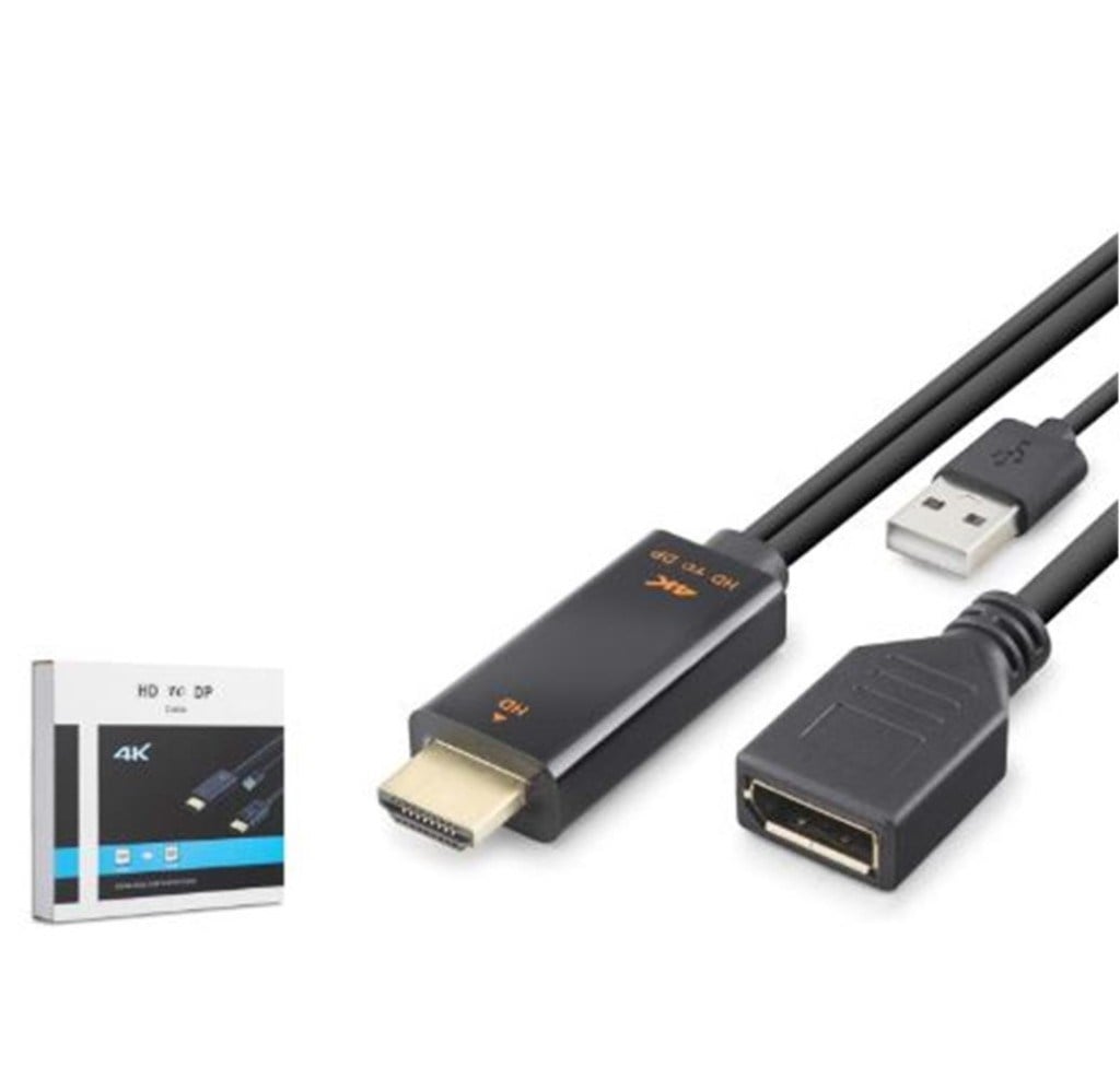 HADRONHADRON HDX7901 HDMI USB to DisplayPort Aktif Dönüştürücü Kablo 4K 60Hz 26 cm Siyah8680469052448