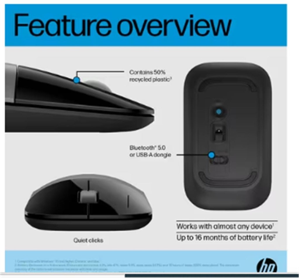 HPHP Z3700 758A9AA Bluetooth 2.4GHz 1600DPI Silver Wireless Optik Mouse197029312891