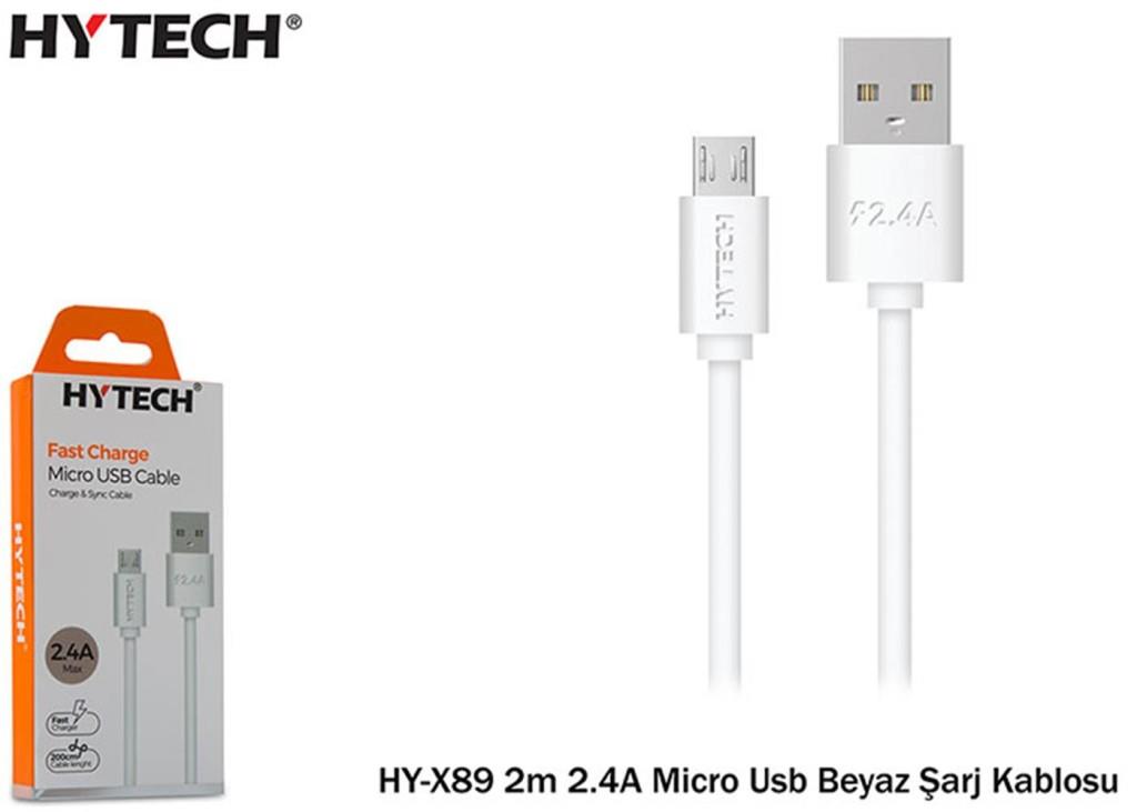 HYTECHHytech HY-X89 2m 2.4A Micro Usb Beyaz Şarj Kablosu8680096065620