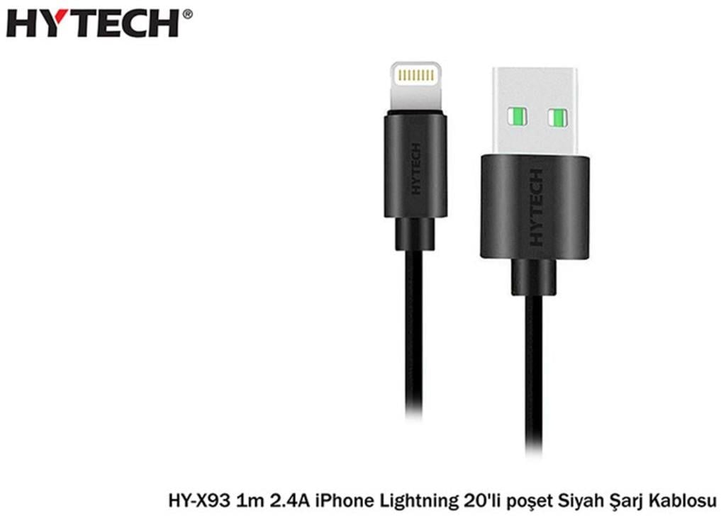 HYTECHHytech HY-X93 1m 2.A iPhone Lightning Şarj Kablosu Siyah8680096076350