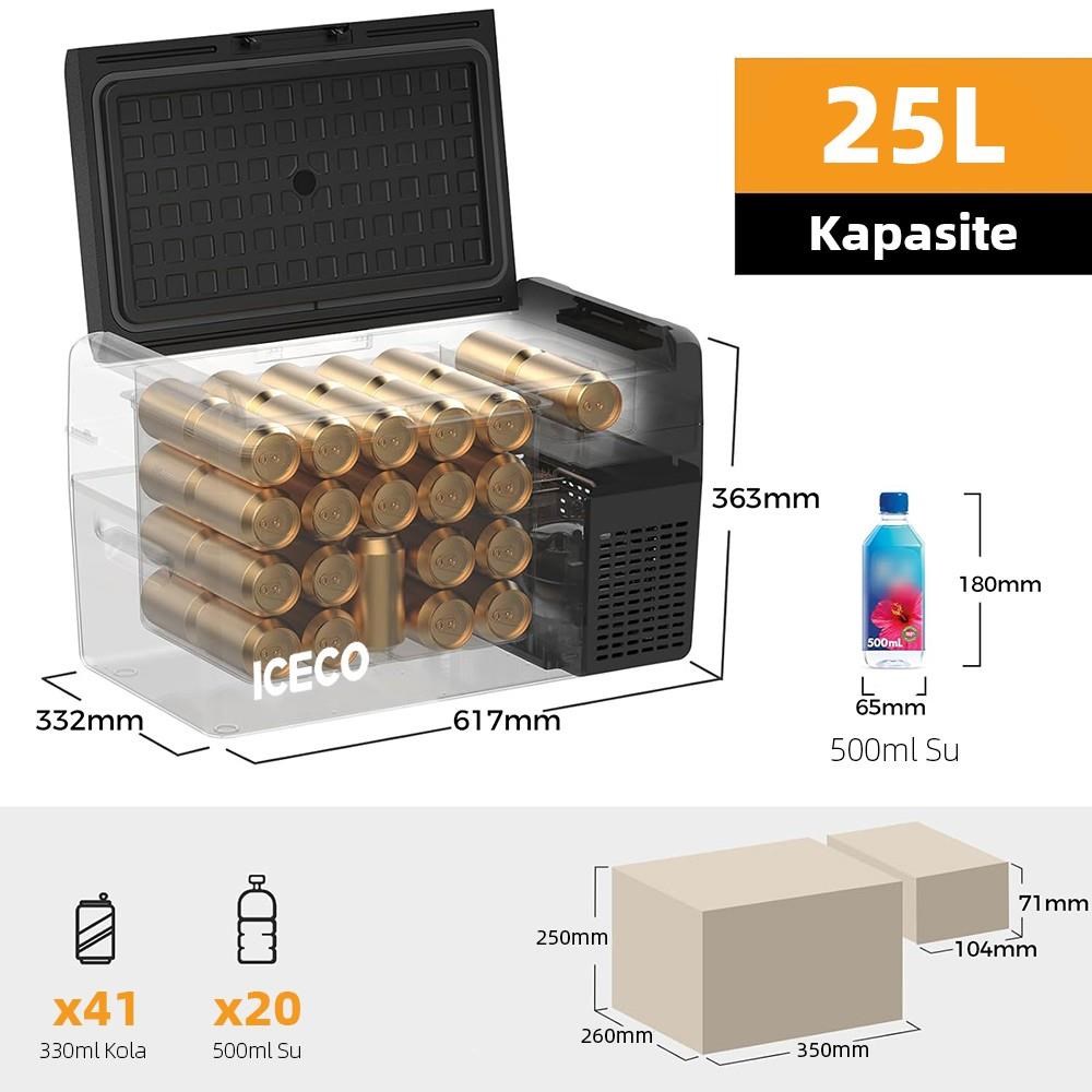 ICECOICECO MCD25B 12/24Volt 25 Litre Kompresörlü Oto Buzdolabı/Dondurucu + Buz KasetiMCD25B