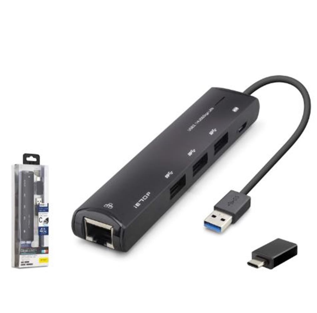 NODARiETOP HDX7897 USB Type-C 3.2 Gen1 Combo Hub Gigabit LAN 4 Port 5 Gbps Siyah8680469050734