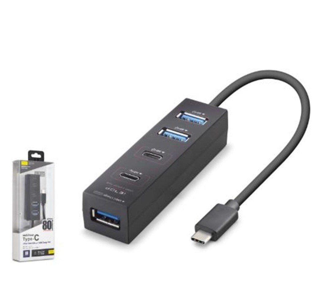 HADRONiETOP TU0529 Type-C 3.2 Gen1 Hub 4 Port 5 Gbps 80 cm Siyah8680469050789