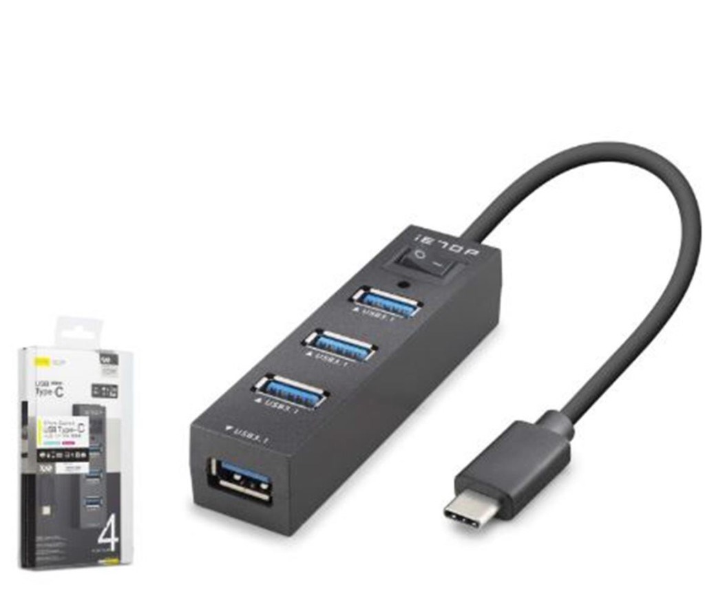 HCSiETOP TU329 Type-C 3.1 Gen1 Anahtarlı Hub 4 Port 5 Gbps Siyah8680469050925