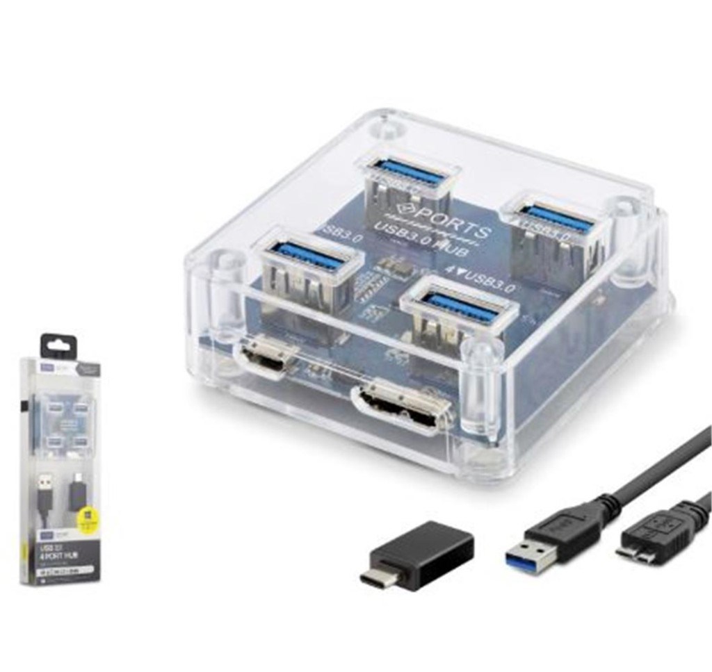HADRONiETOP U331 USB Type-C 3.1 Gen1 Hub 4 Port 5 Gbps Şeffaf8680469050901
