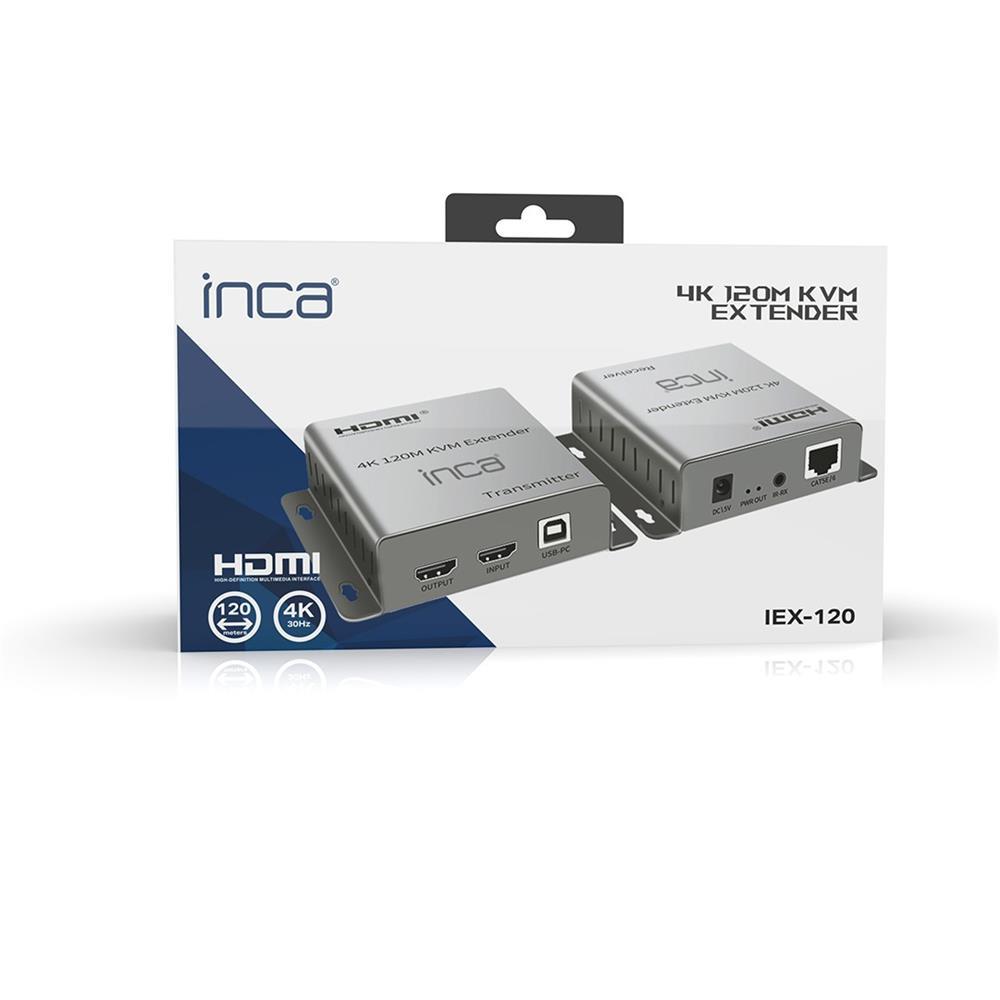 INCAInca IEX-120 HDMI 4K@30Hz 120mt KVM Network Extender 4K@30Hz (CAT-5e-CAT-6 Kablo Uzunluğu)8681949016042