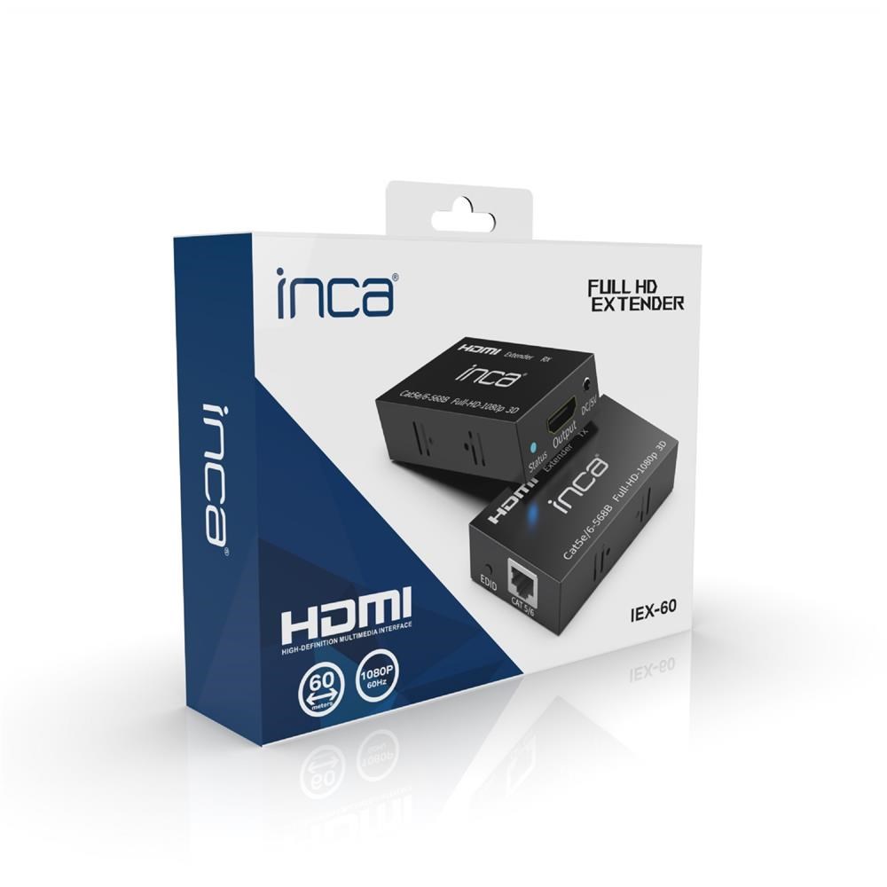 INCAInca IEX-60 CAT5E-CAT6 60mt FULL HD 1080P 3D HDMI Extender (bant Hızı 1.65Gbps)8681949016059