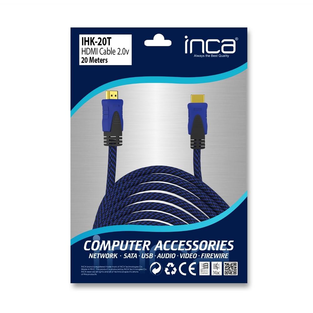 INCAInca IHK-20T 2.0 20mt  Altın Uç  Hdmı Kablo 18 Gbps 4K& 2K & FULL HD8681949012761