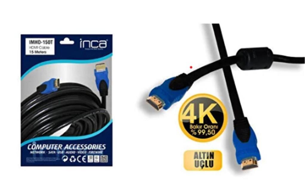 INCAInca IMHD-150T 15mt 4K 1,4 V 3 D Altın Uçlu Hdmı To Hdmı Kablo (99,5 Bakır)8697980467217
