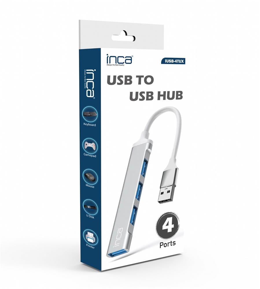 INCAInca IUSB-4TUX 3X2.0 3.0 USB Çıkış USB Çıkış 5 Gbps Usb Çoklayıcı Alüminyum Kasa8681949014598