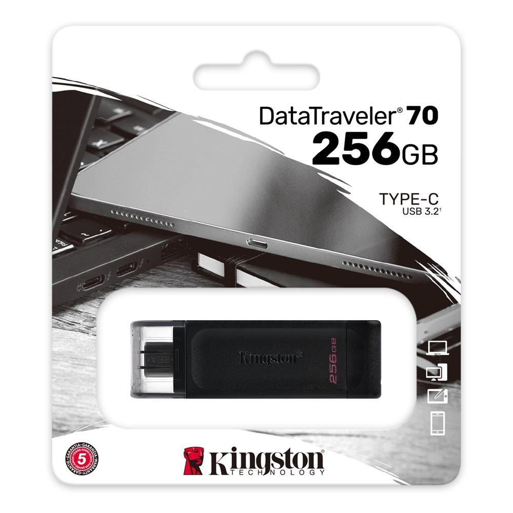 KINGSTONKingston DT70 256GB USB-C 3.2 Gen 1 Type-C Flash Bellek740617331233