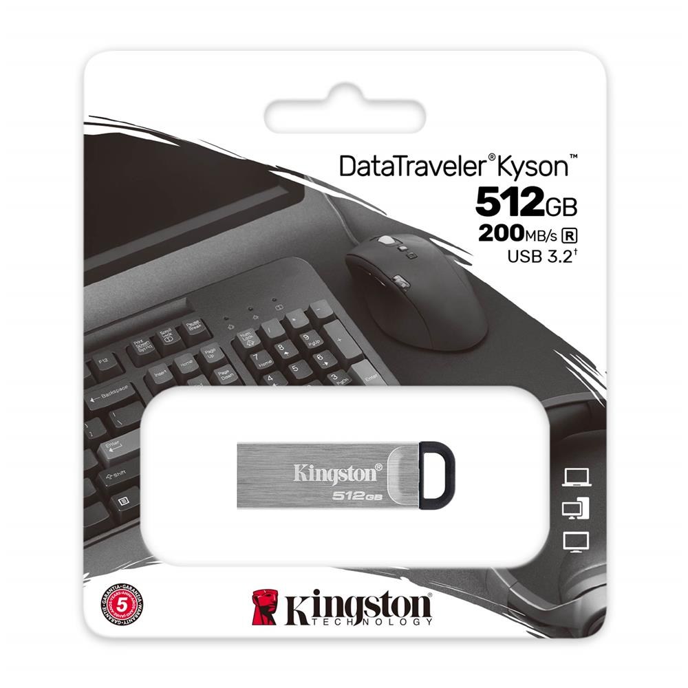 KINGSTONKingston DTKN-512GB 512GB DataTraveler Kyson 200MB-s Metal USB 3.2 Gen 1 Flash Bellek740617340761