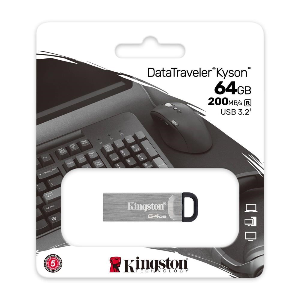 KINGSTONKingston DTKN-64GB 64GB DataTraveler Kyson 200MB-s Metal USB 3.2 Gen 1 Flash Bellek740617309102