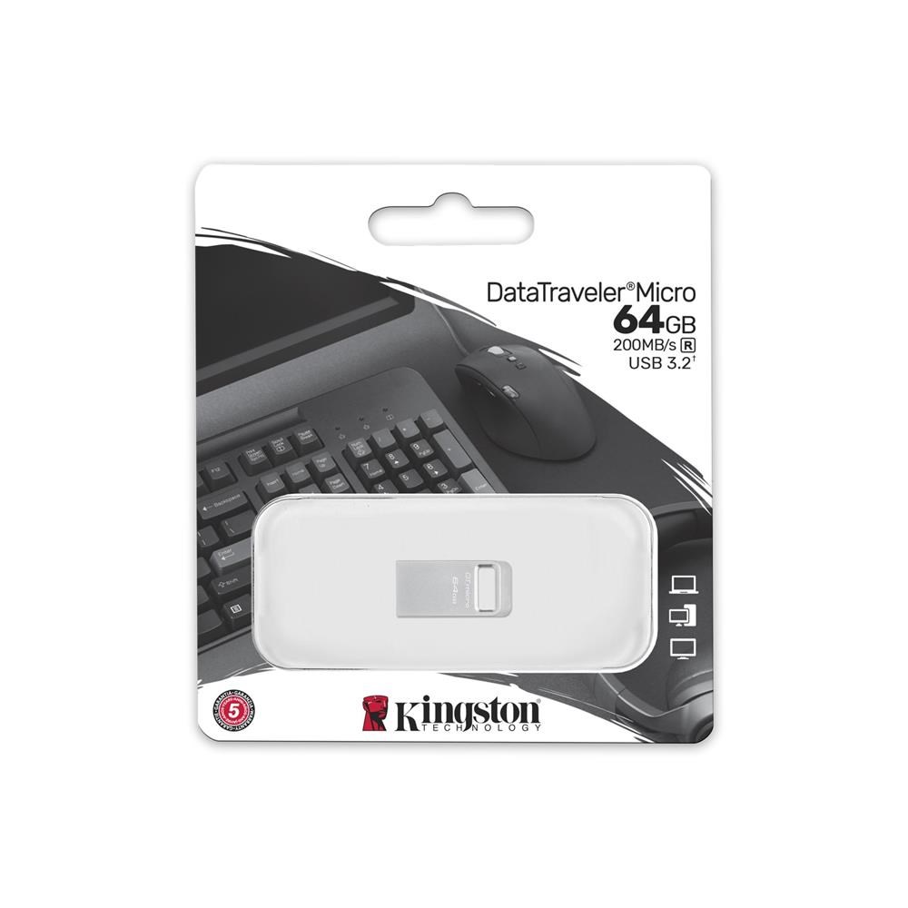 KINGSTONKingston DTMC3G2-64GB DataTraveler Micro 200MB-s Metal USB 3.2 Gen 1 Flash Bellek740617328066