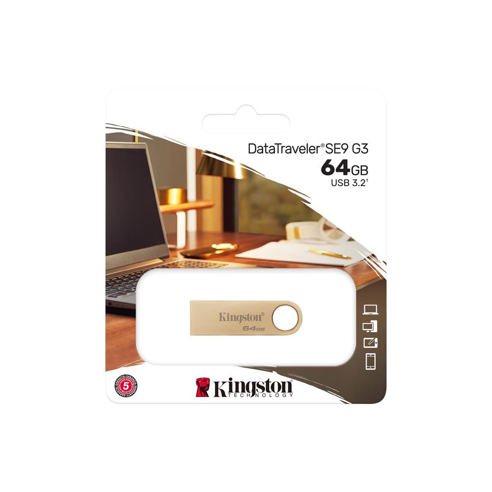 KINGSTONKingston DTSE9G3-64GB 64GB 220MB-s Metal USB 3.2 Gen 1 DataTraveler SE9 G3 Flash Bellek740617341270
