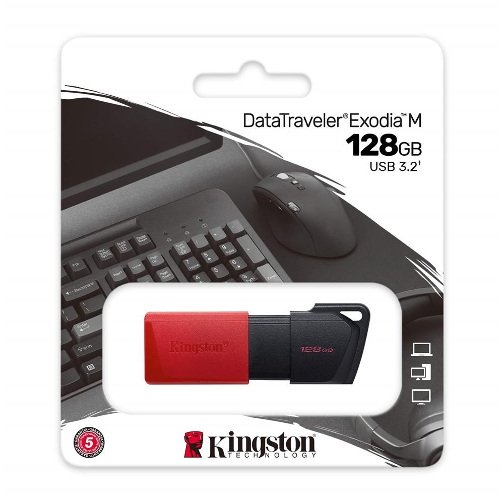 KINGSTONKingston DTXM-128GB 128GB USB3.2 Gen1 DataTraveler Exodia M (Black + Red) Flash Bellek740617326376