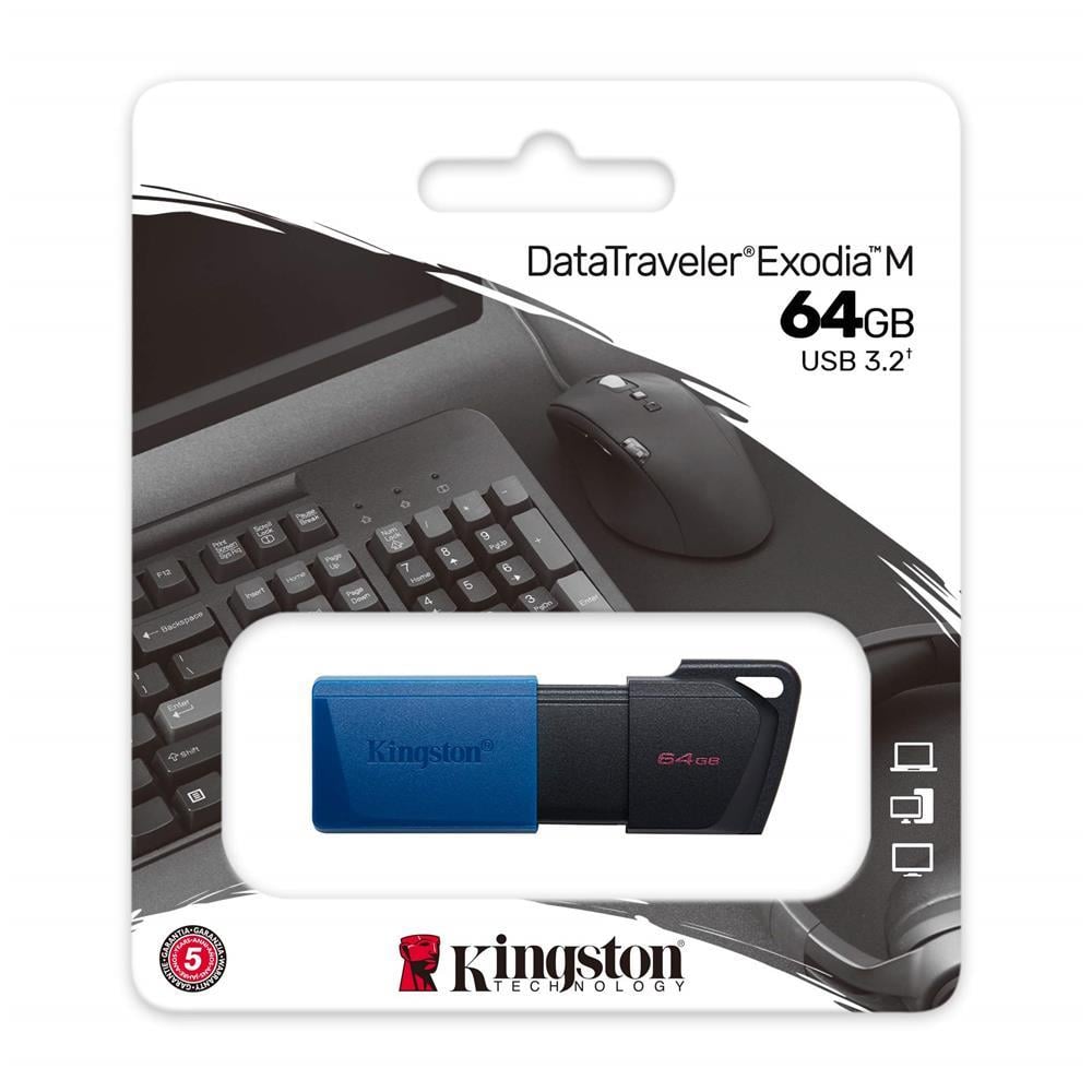 KINGSTONKingston DTXM-64GB 64GB USB3.2 Gen 1 DataTraveler Exodia M (Black + Blue) Flash Bellek740617326260