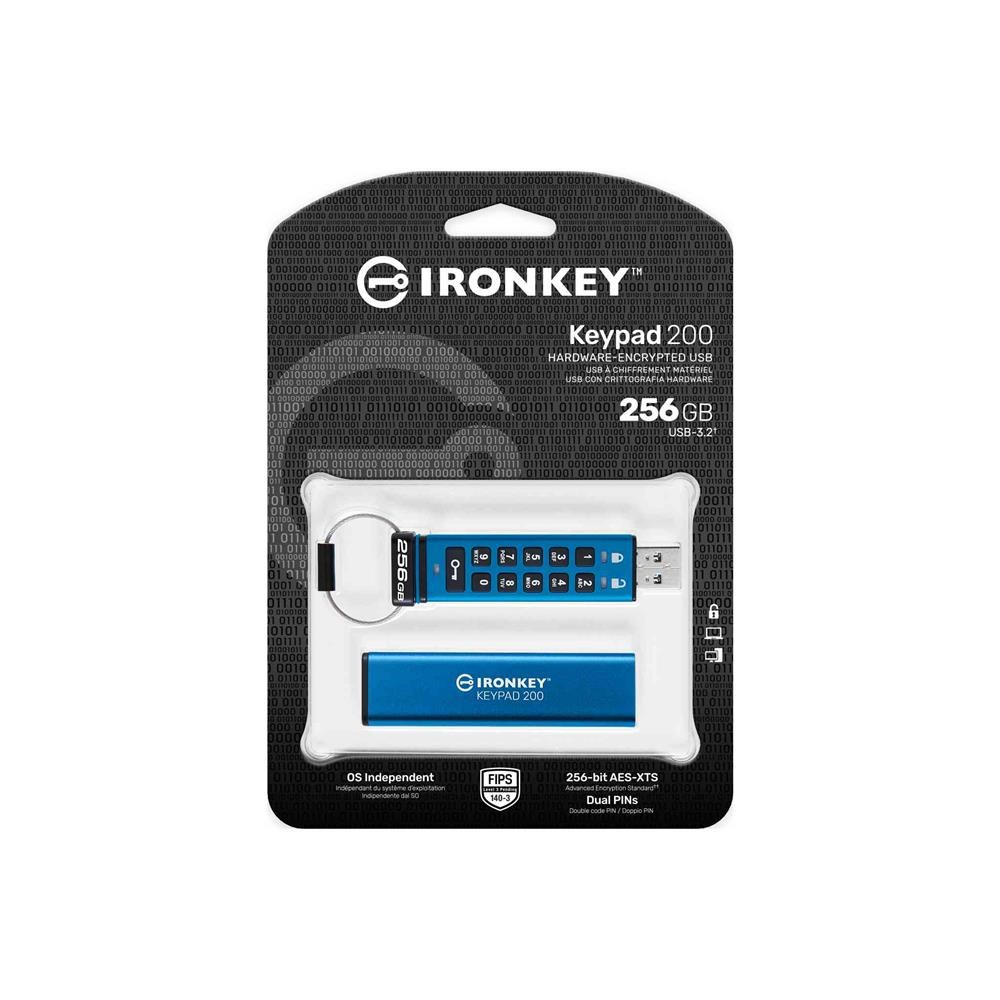 KINGSTONKingston IKKP200-256GB 256GB IronKey Keypad 200, FIPS 140-3 Lvl 3 (Pending) Flash Bellek740617338904