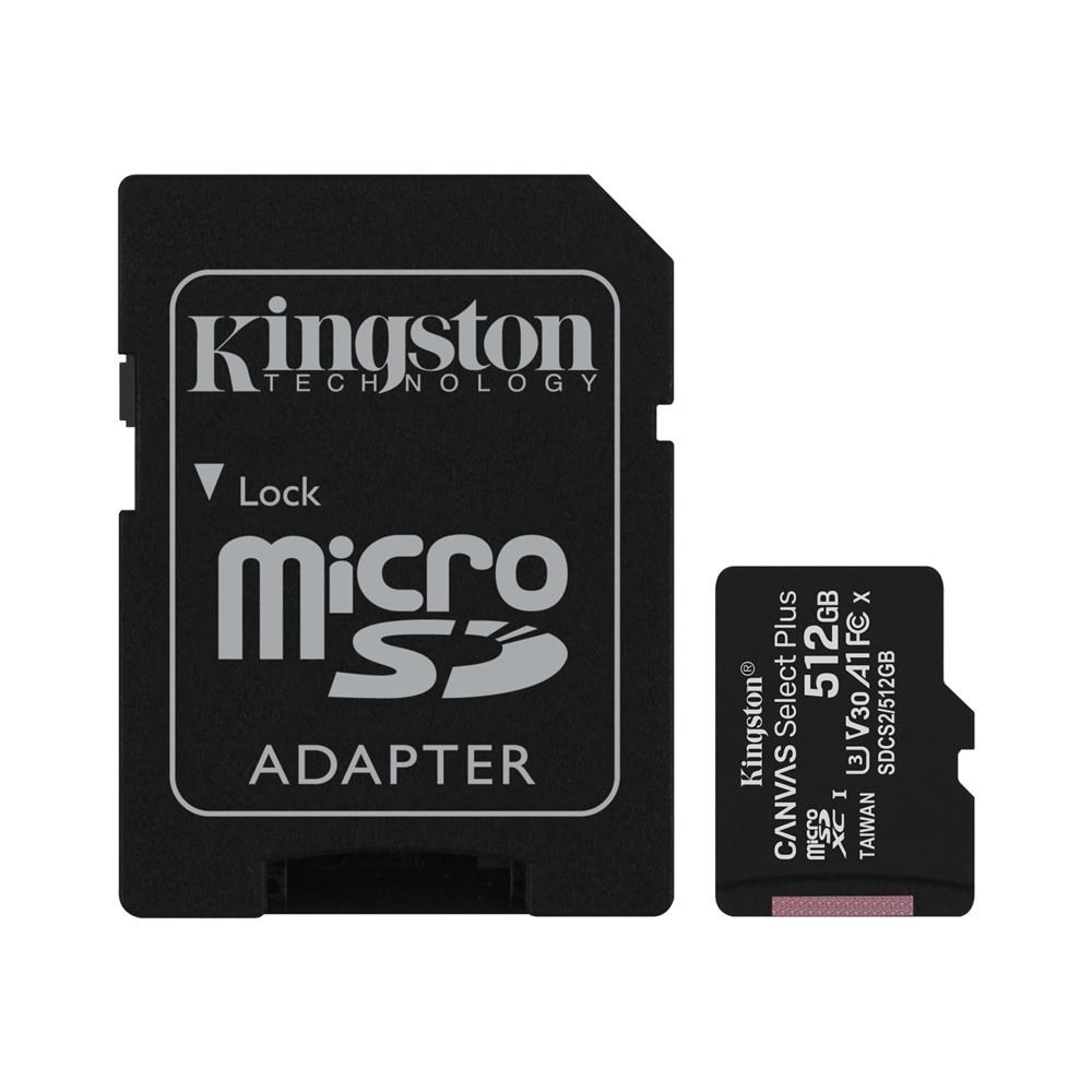 KINGSTONKingston SDCS2-512GB 512GB micSDXC Canvas Select Plus 100R A1 C10 Card + ADP Hafıza Kartı740617298727