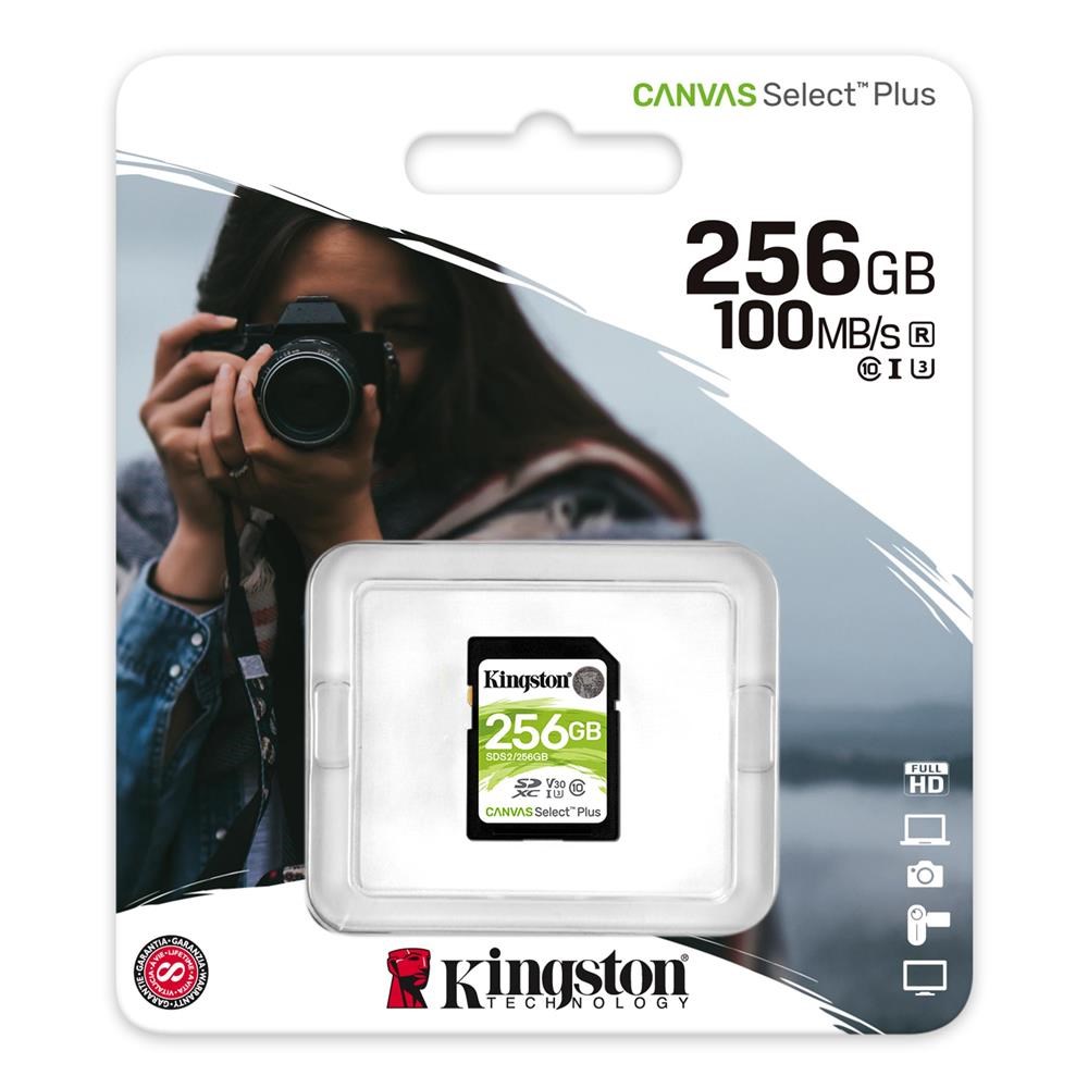KINGSTONKingston SDS2-256GB 256GB SDXC Canvas Select Plus 100R C10 UHS-I U3 V30 Hafıza Kartı740617298123