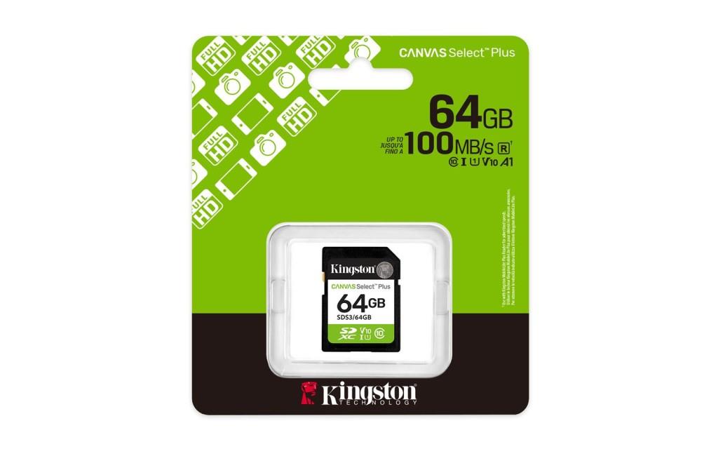 KINGSTONKingston SDS3-64GB 64GB SDXC Canvas Select Plus Gen3 100MB-s C10 UHS-I U1 V10 Hafıza Kartı740617348255