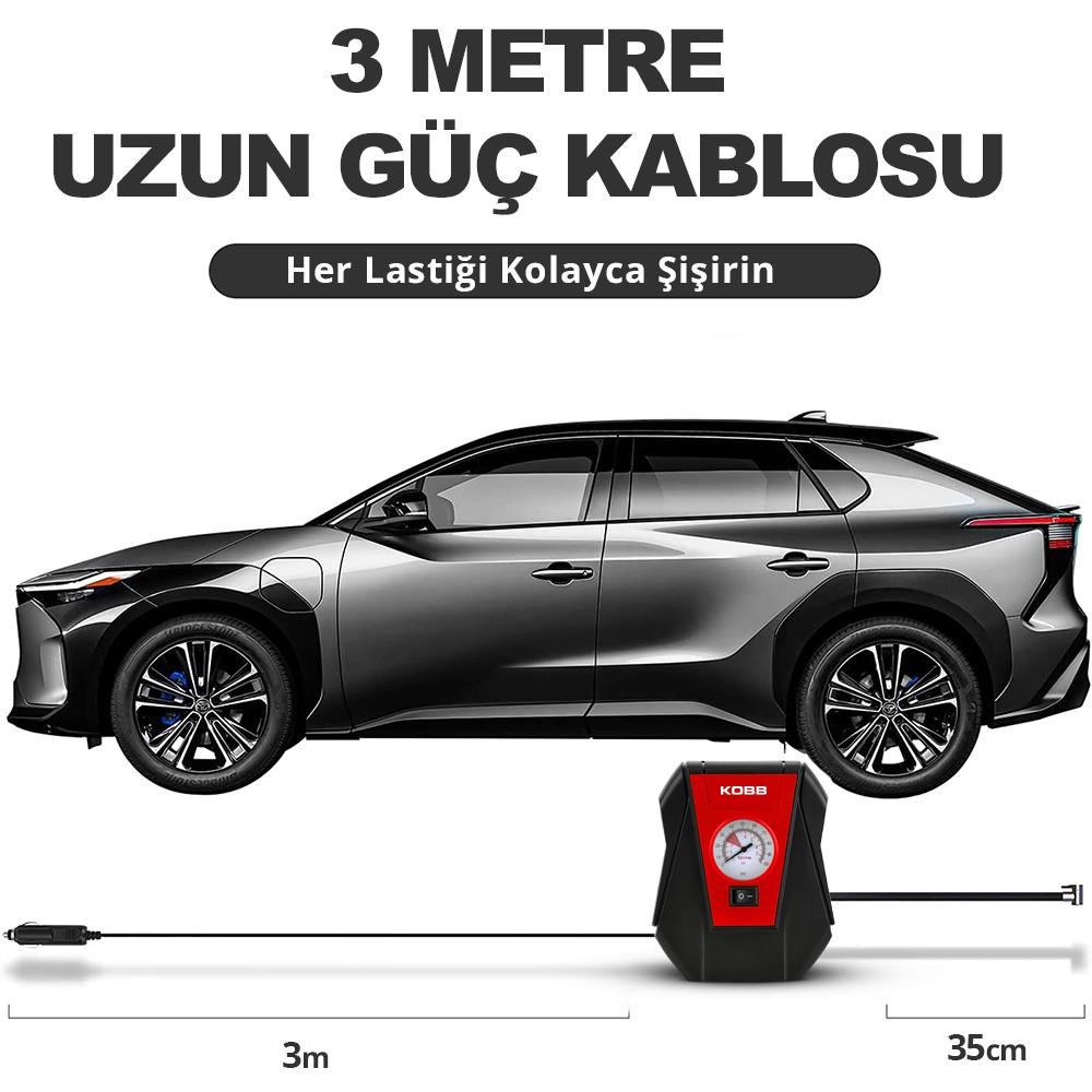 KOBBKOBB KB100 12Volt 100 PSI Analog Göstergeli Hava Lastik Şişirme PompasıKB100