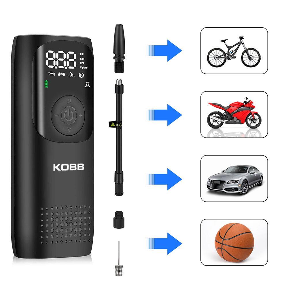 KOBBKOBB KB411 Şarjlı Li-ion 150 PSI Taşınabilir Dijital Basınç Göstergeli Led Aydınlatmalı Akıllı Lastik Şişirme PompasıKB411