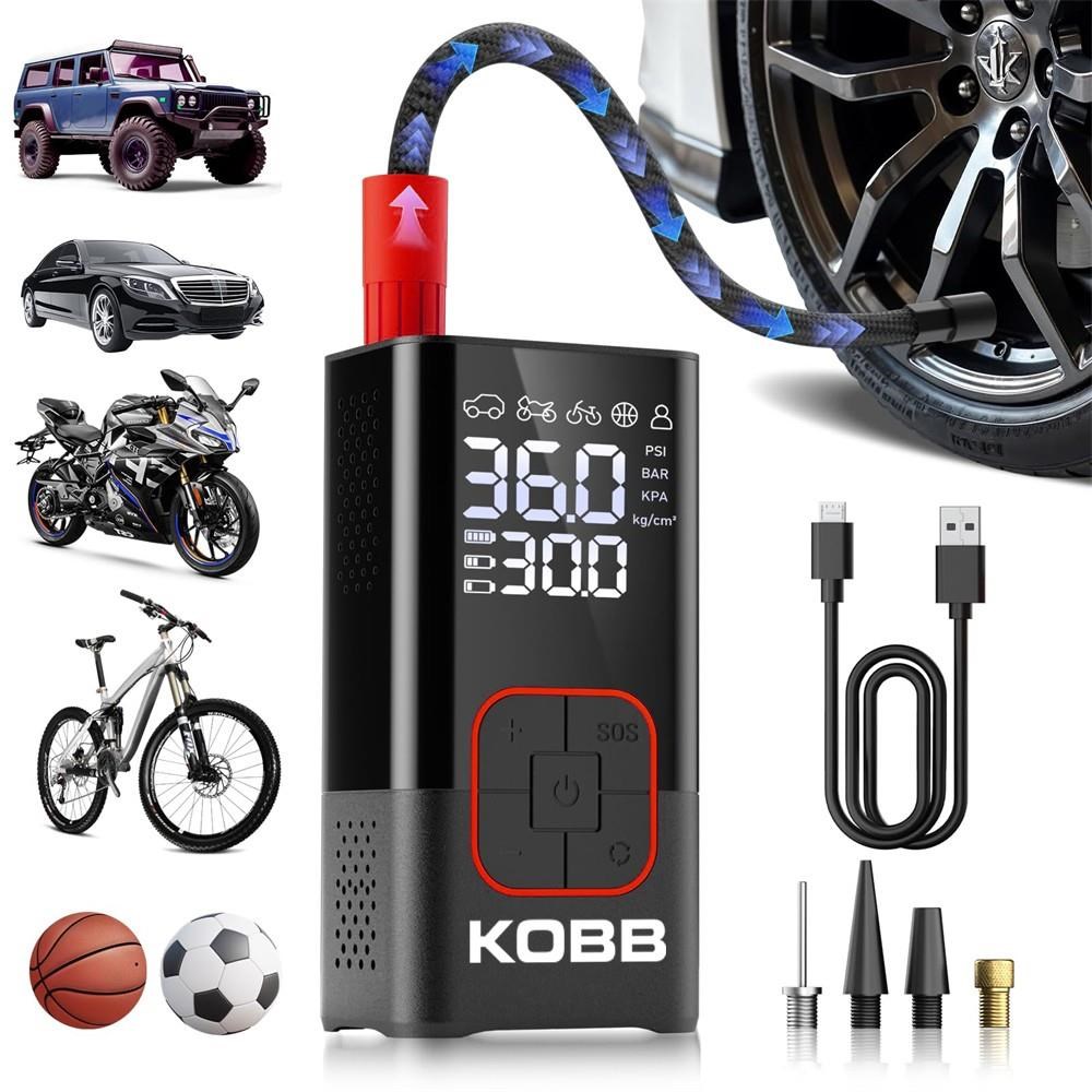 KOBBKOBB KB412 Li-ion Şarjlı 150 PSI Dijital Göstergeli Akıllı Lastik Şişirme Pompası+ Powerbank + SOS + Led LambaKB412