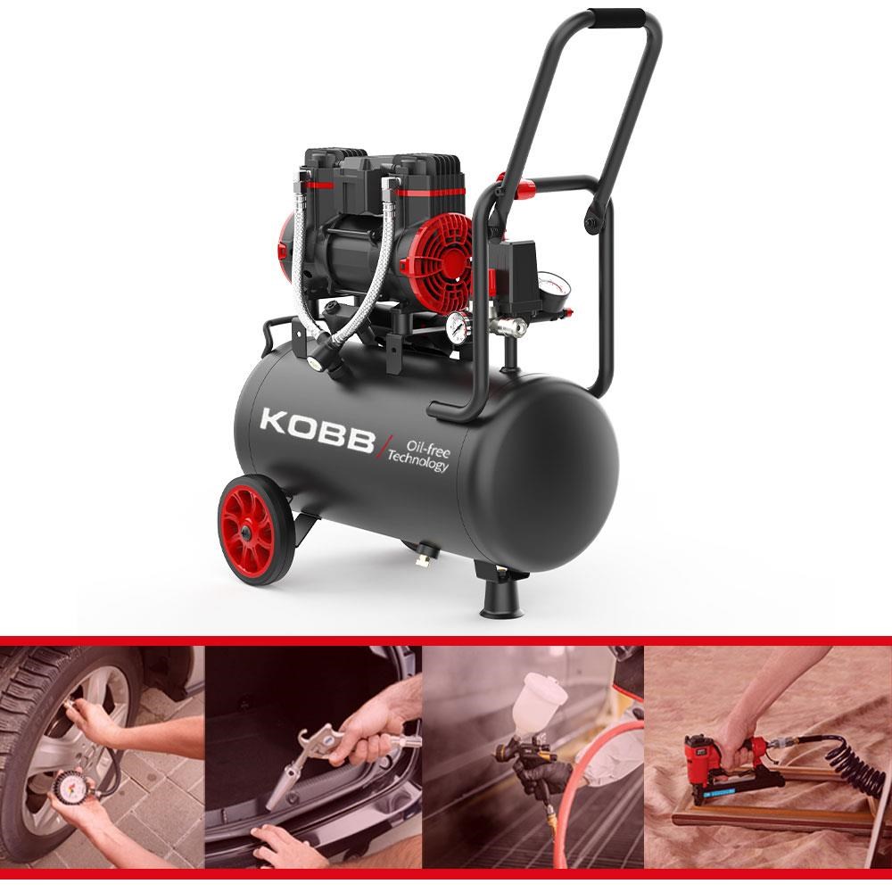 KOBBKOBB KBK25S 1.7HP 25Lt 8Bar Yağsız Sessiz Taşınabilir Hava KompresörüKBK25S