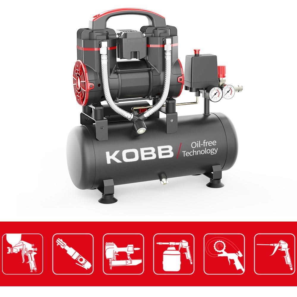 KOBBKOBB KBK8S 1.2HP 8Lt 8Bar Yağsız Sessiz Taşınabilir Hava KompresörüKBK8S