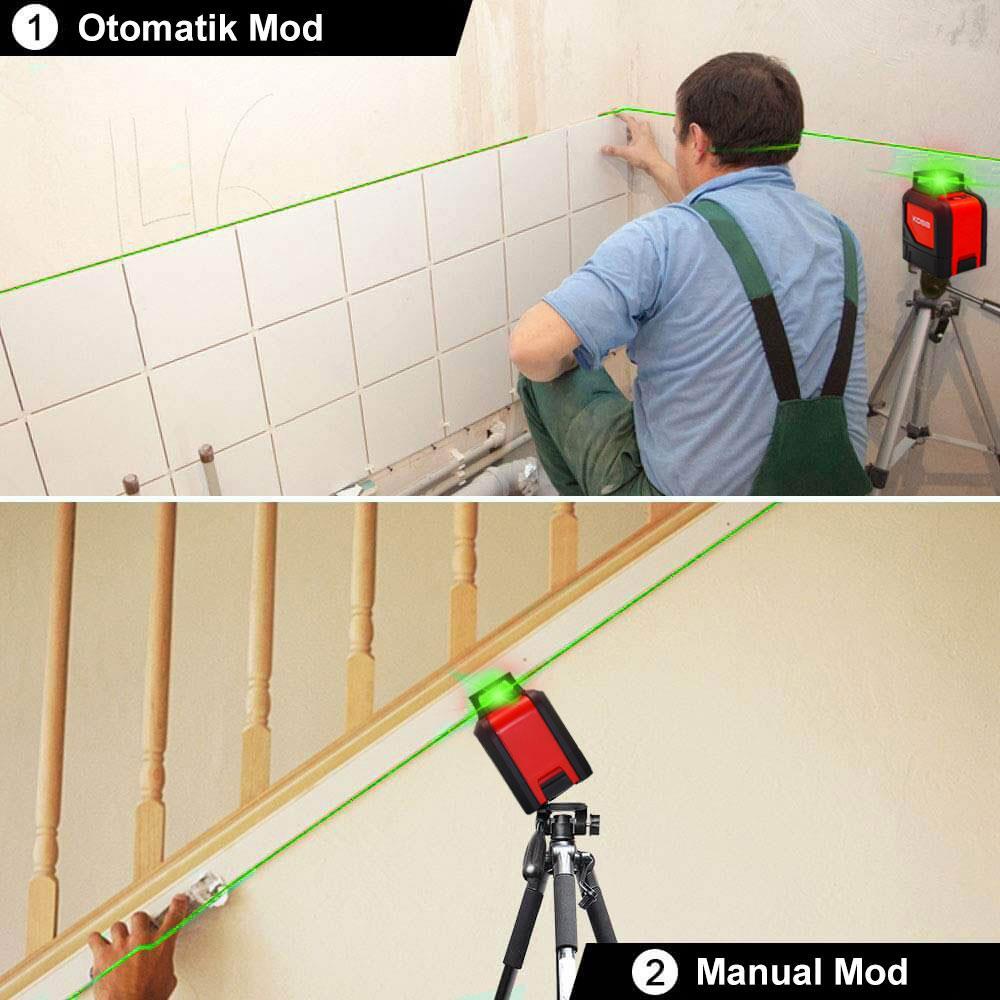 KOBBKOBB KBL30G 25 Metre Profesyonel Yatay 360° ve Dikey Otomatik Hizalamalı Yeşil Çapraz Çizgi Lazer DistomatKBL30G