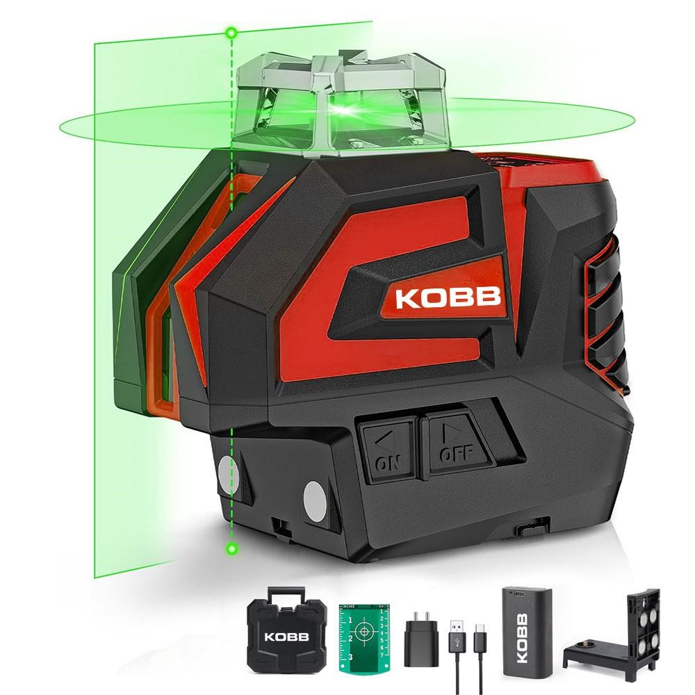 KOBBKOBB KBL32G Profesyonel Li-ion Yatay 360° ve Dikey Otomatik Hizalamalı Yeşil Nokta Şakül ve Yeşil Çapraz Çizgi LazerKBL32G