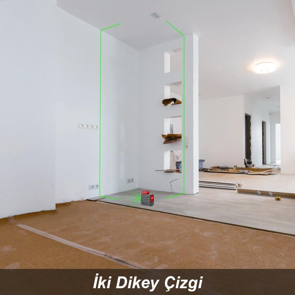 KOBBKOBB KBL33GTP 40M Profesyonel Li-ion Şarjlı 2x90⁰/360⁰ Otomatik Hizalamalı Yeşil Çapraz Çizgi Lazer Distomat+TripodKBL33GTP
