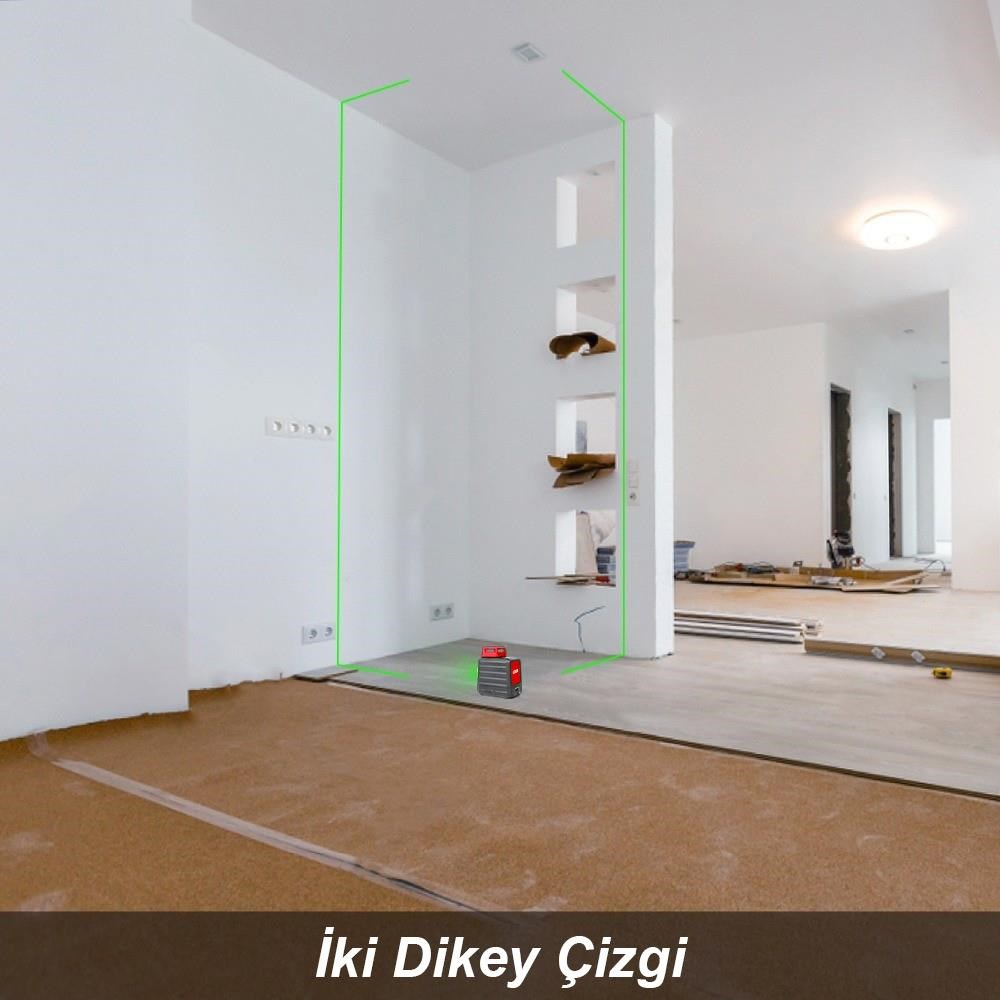 KOBBKOBB KBL33GTP 40M Profesyonel Li-ion Şarjlı 2x90⁰/360⁰ Otomatik Hizalamalı Yeşil Çapraz Çizgi Lazer Distomat+TripodKBL33GTP