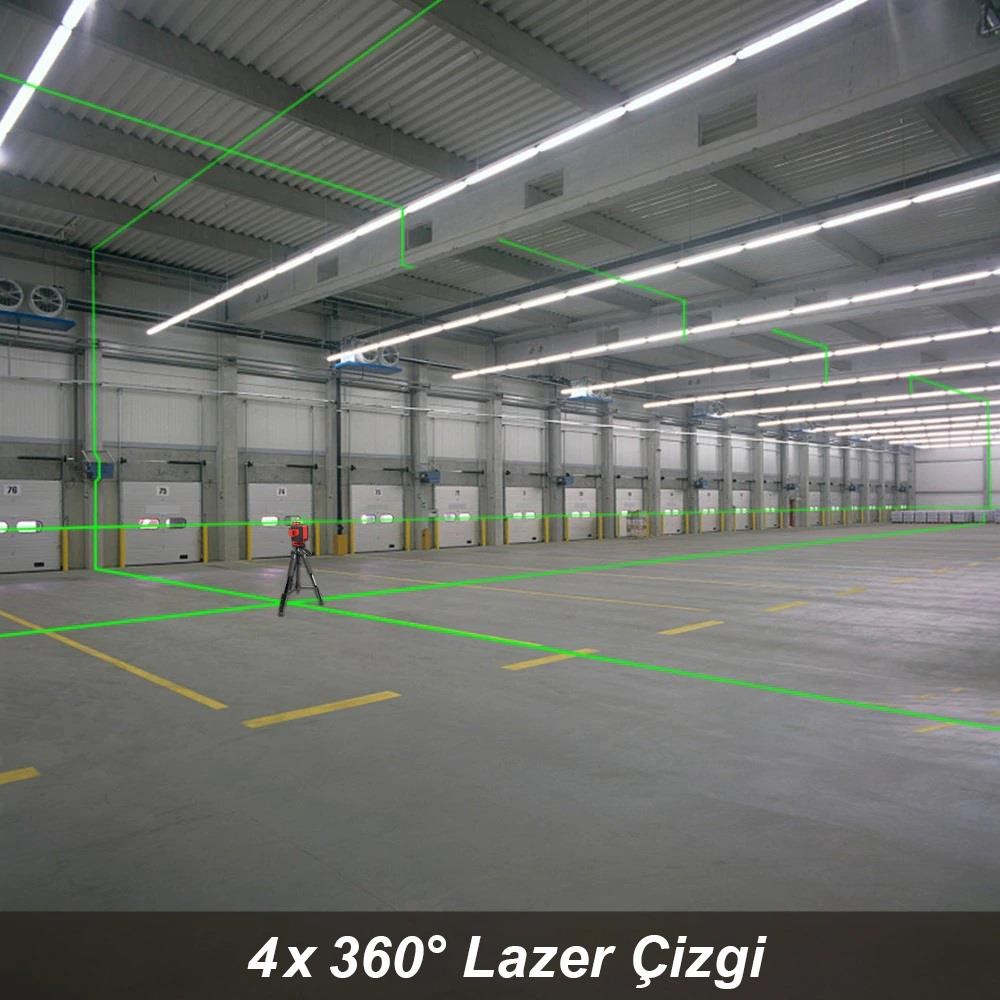 KOBBKOBB KBL35G Profesyonel Li-ion Şarjlı 4X360⁰ Otomatik Hizalamalı Yeşil Çapraz Çizgi Lazer Distomat+Uzaktan KumandaKBL35G