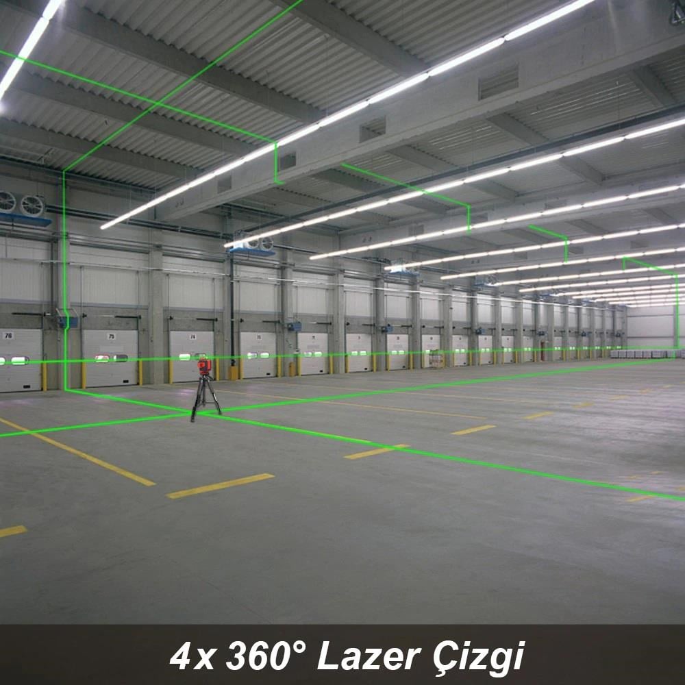 KOBBKOBB KBL35G Profesyonel Li-ion Şarjlı 4X360⁰ Otomatik Hizalamalı Yeşil Çapraz Çizgi Lazer Distomat+Uzaktan KumandaKBL35G