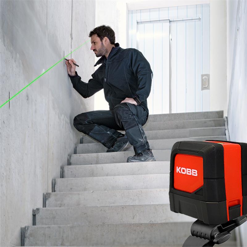 KOBBKOBB KBL91G 30 Metre Profesyonel Yatay ve Dikey Otomatik Hizalamalı Yeşil Çapraz Çizgi Lazer DistomatKBL91G