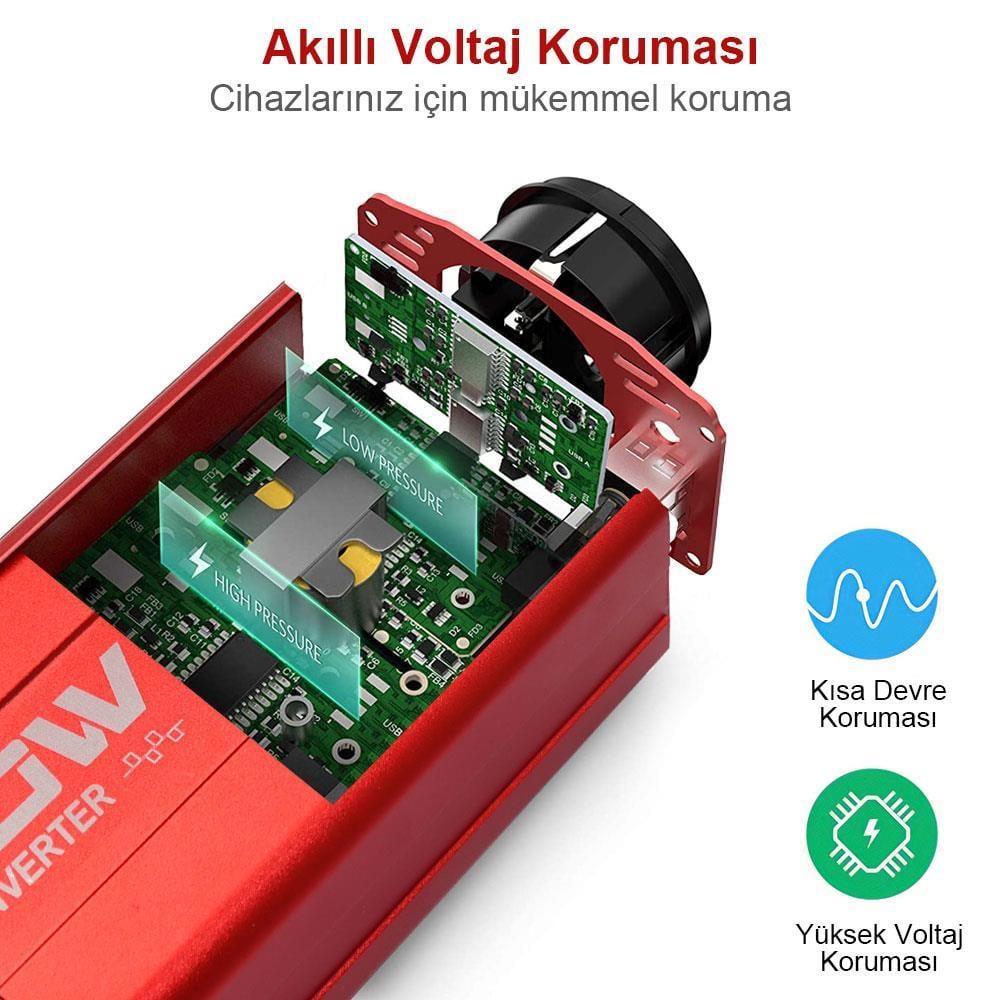 KOBBKOBB KBN300 12V/220V 300Watt Modifiye Sinüs Dönüştürücü İnvertörKBN300