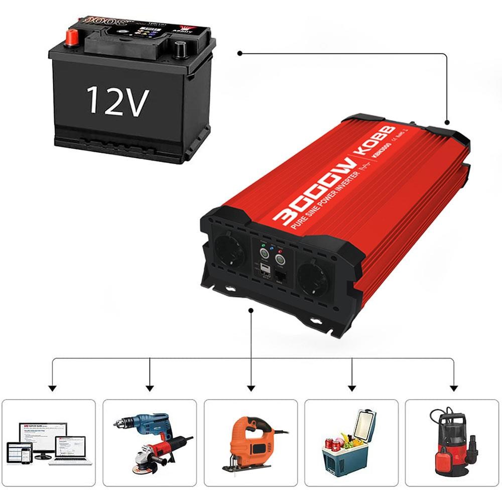 KOBBKOBB KBN3000 12V/220V 3000Watt Tam Sinüs Dönüştürücü İnvertörKBN3000