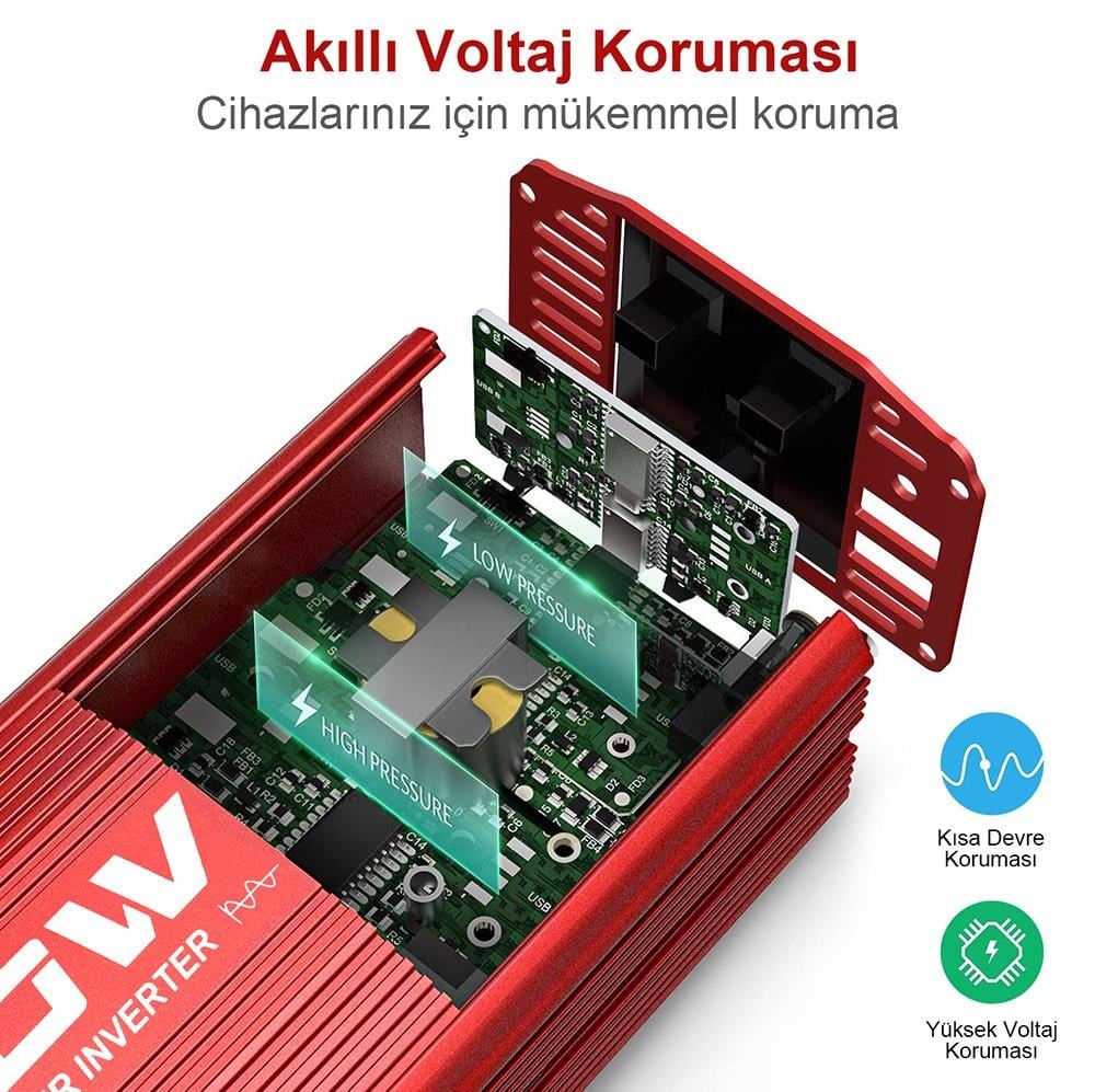 KOBBKOBB KBN750 12V/220V 750Watt Tam Sinüs Dönüştürücü İnvertörKBN750
