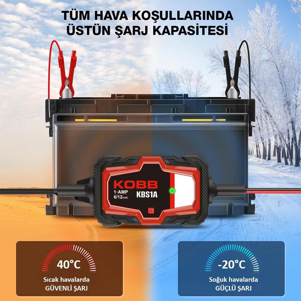KOBBKOBB KBS1A 6V/12V 30Ah Akıllı Akü Şarj ve Akü Bakım / DesülfatörKBS1A