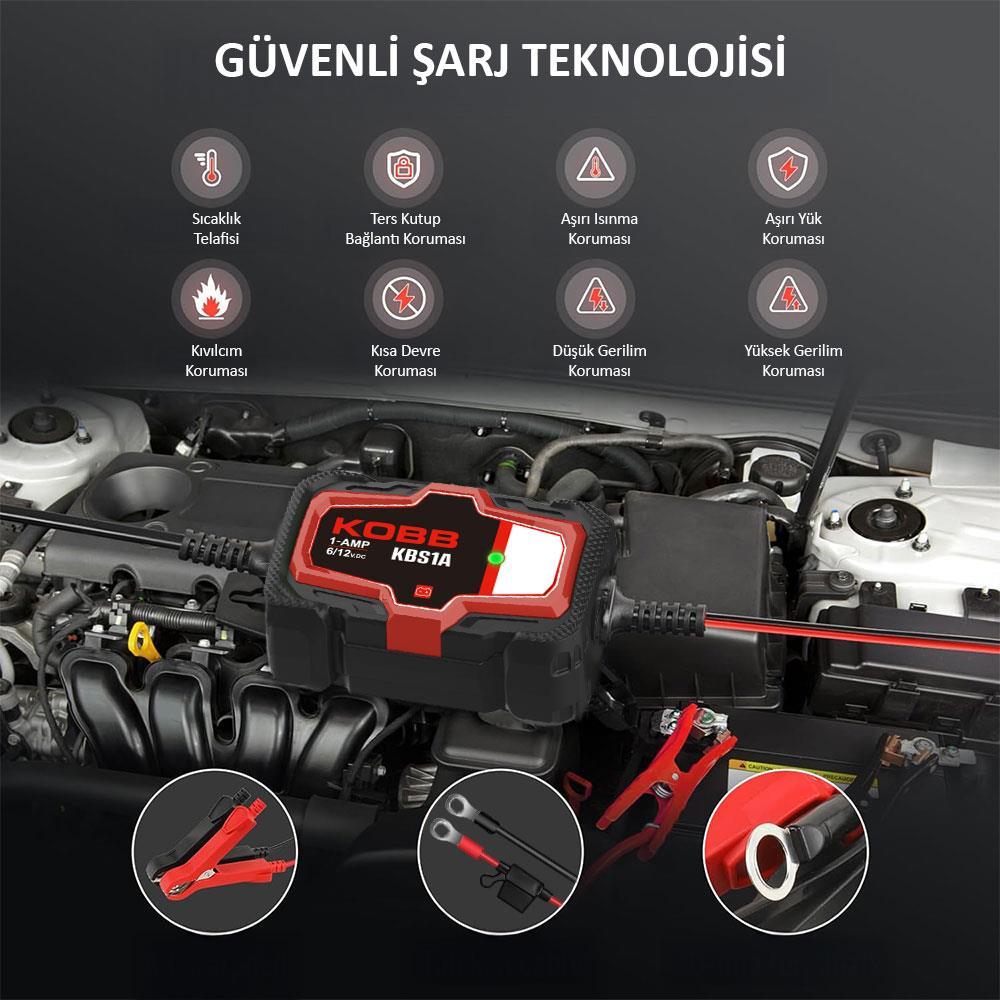KOBBKOBB KBS1A 6V/12V 30Ah Akıllı Akü Şarj ve Akü Bakım / DesülfatörKBS1A