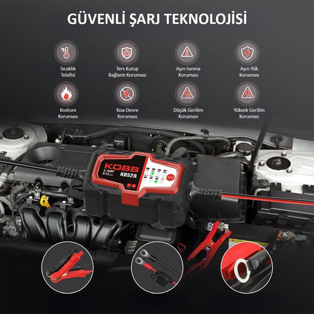KOBBKOBB KBS2A 6V/12V 60Ah Akıllı Akü Şarj ve Akü Bakım / DesülfatörKBS2A
