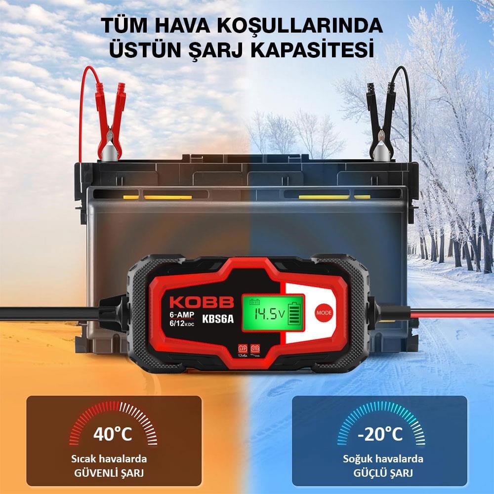 KOBBKOBB KBS6A 6/12V 150A Dijital Akü Şarj / Akü Bakım / Desülfatör ve Power SupplyKBS6A