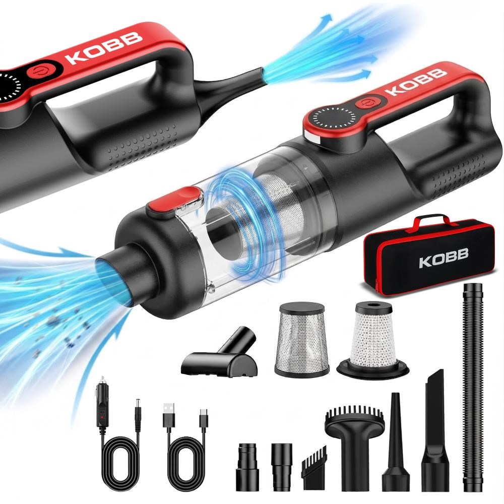 KOBBKOBB KBV20 12Volt/ Li-ion Şarjlı Kömürsüz Motor Hibrit Araç Süpürgesi + 8 Parça Aksesuar Seti + Taşıma ÇantasıKBV20