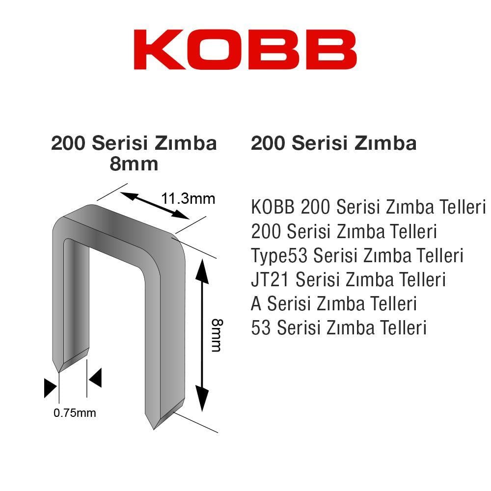 KOBBKOBB KBZ208 8mm 2500 Adet 200 Serisi Ağır Hizmet Tipi Zımba TeliKBZ208