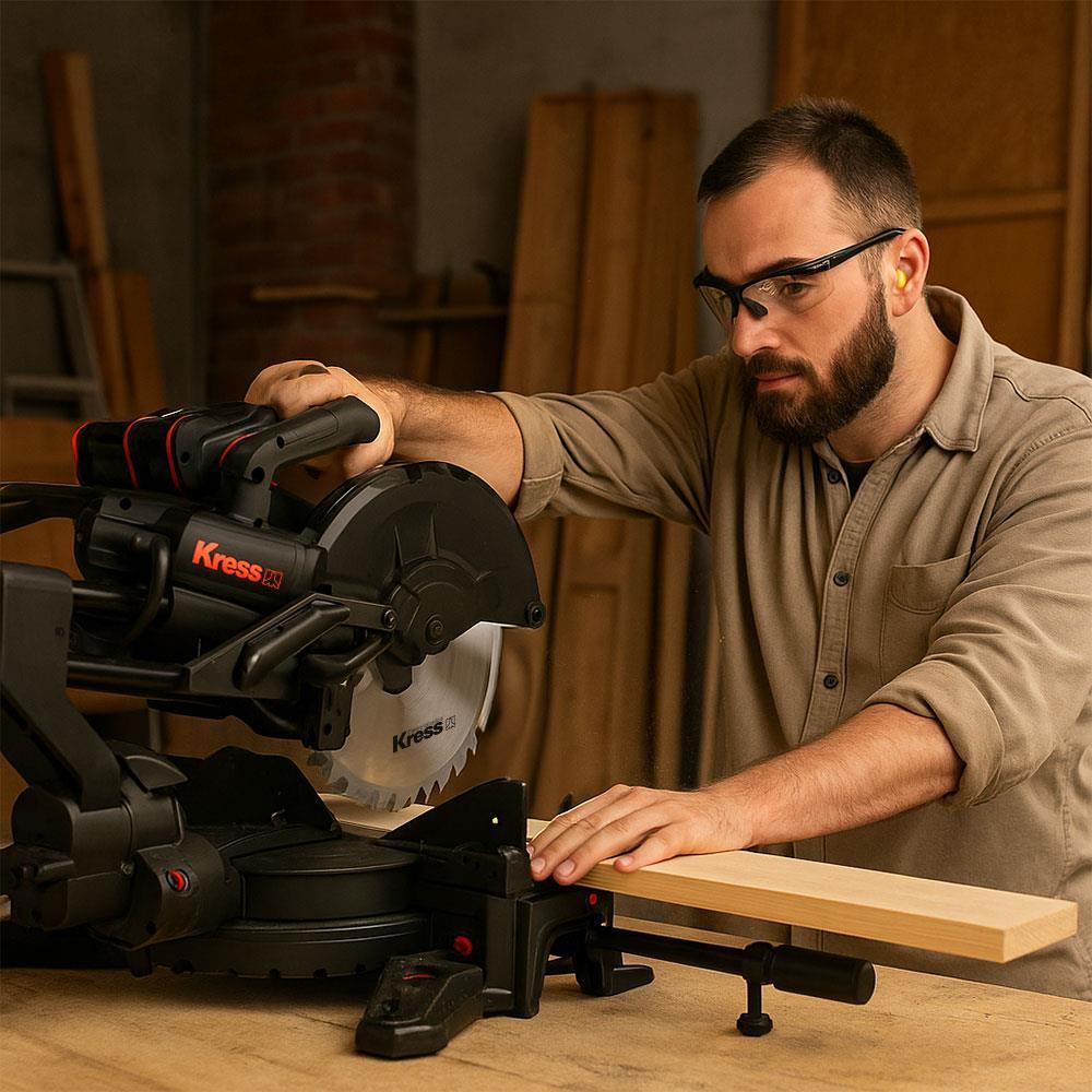 KressKress KH483.9 40Volt 1400W 254MM Kömürsüz Kızaklı Bluetooth Bağlantılı Profesyonel Gönye Kesme (Akü Dahil Değildir)KH483.9